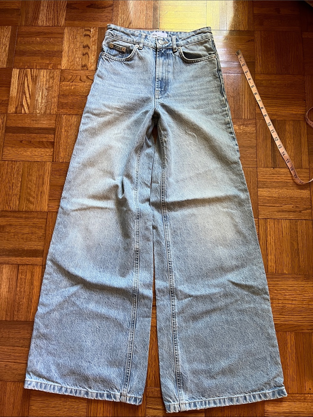 Zara Light Blue Wide Leg Women's Jeans